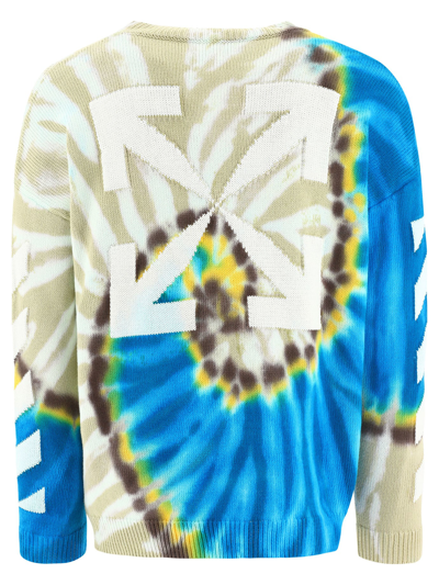 Shop Off-white "diag Tie-dye" Sweater In Green