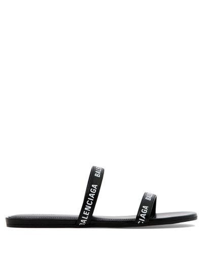 Shop Balenciaga "round Flat" Sandals In Black  