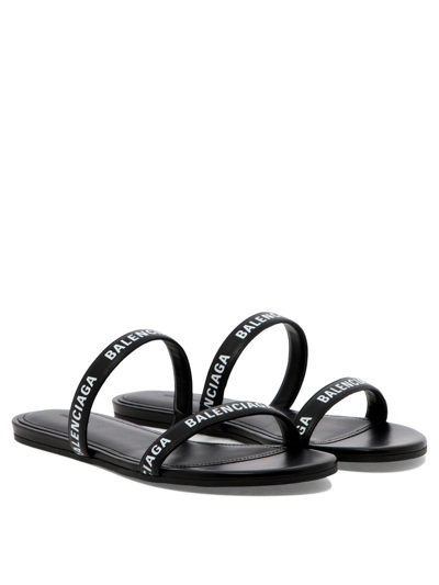 Shop Balenciaga "round Flat" Sandals In Black  
