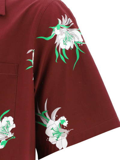 Shop Valentino "street Flowers" Shirt In Bordeaux