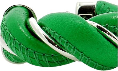 Shop Bottega Veneta "twisted Hoop" Earrings In Green