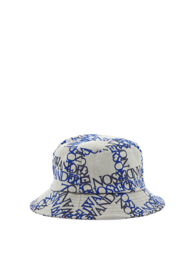 Shop Jw Anderson Jacquard Bucket Hat In Grey