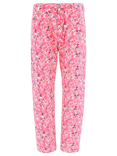 Paccbet Workwear Floral Pants In Pink