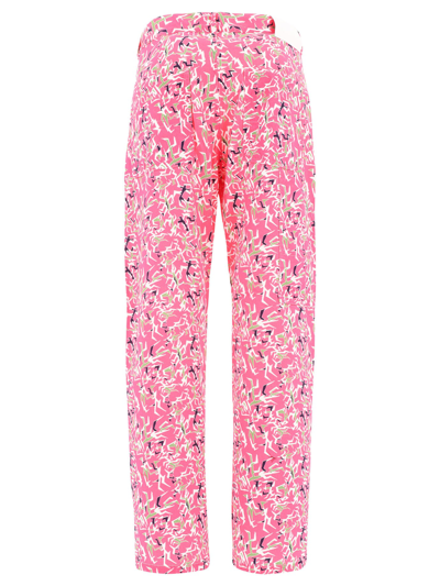 Paccbet Workwear Floral Pants In Pink