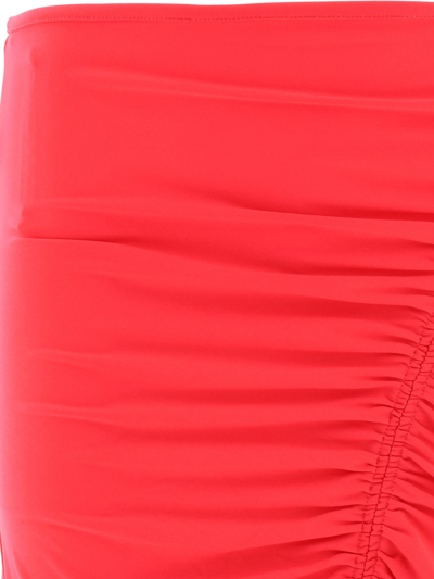 Shop Self-portrait Stretch Skirt With Slit In Fuchsia