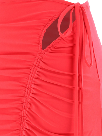 Shop Self-portrait Stretch Skirt With Slit In Fuchsia
