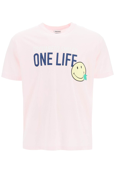 Shop Dsquared2 Slogan Printed T Shirt In Pink