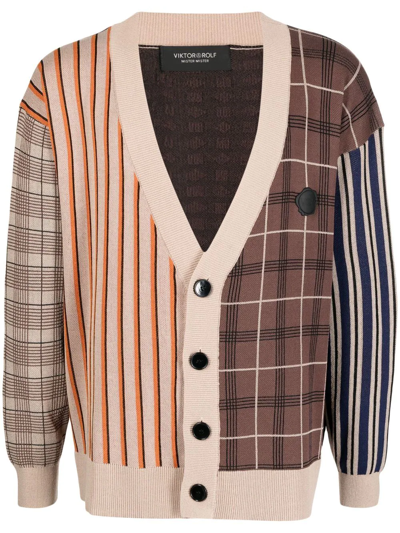 Shop Viktor & Rolf Multi-pattern Knit Cardigan In Multicolour