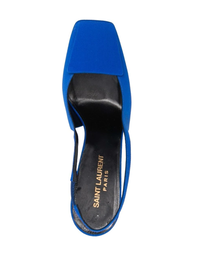 Saint Laurent George Square Toe Pumps In Blue