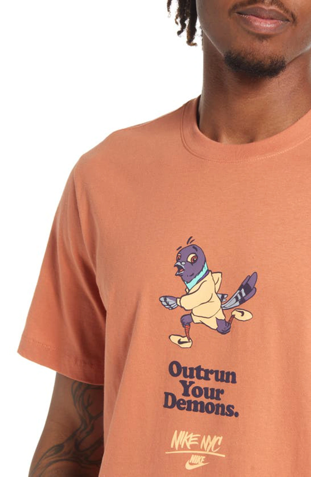 Nike Sportswear Nyc Outrun Your Demons Graphic Tee In Rust Oxide ModeSens