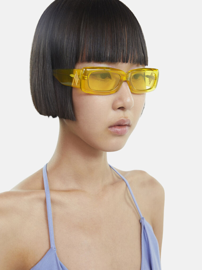 Shop Attico 'mini Marfa' Sunglasses In Mustard/yellow Gold + Mustard Lenses