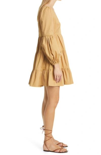 Shop Cinq À Sept Rose Long Sleeve Babydoll Dress In Gold