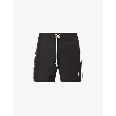 Palm Angels Monogram-print Relaxed-fit Swim Shorts In Black