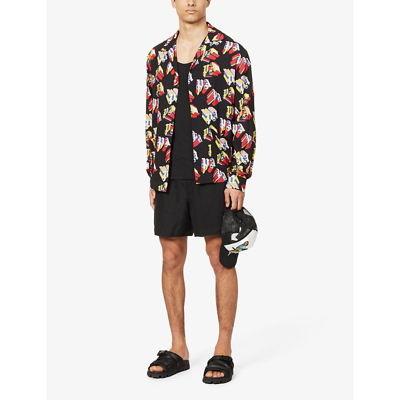 Palm Angels Monogram-print Relaxed-fit Swim Shorts In Black