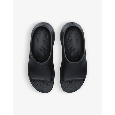 Shop Balenciaga Mens Black X Crocs Pool Crocs Rubber Platform Sliders