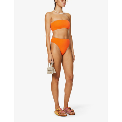 Shop Seafolly Sea Dive High-rise Bikini Bottoms In Spicy Orange