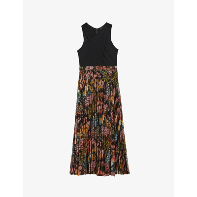 aquila cross front pleated dress with knit bodice