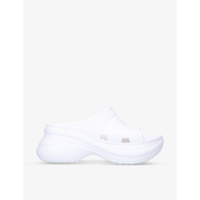 Shop Balenciaga Women's White X Crocs Pool Rubber Sliders