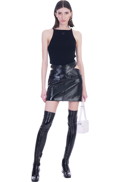 Shop Courrèges Skirt In Black Synthetic Fibers