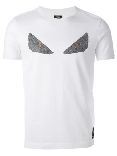 Fendi Embellished Bug Print T-shirt In White