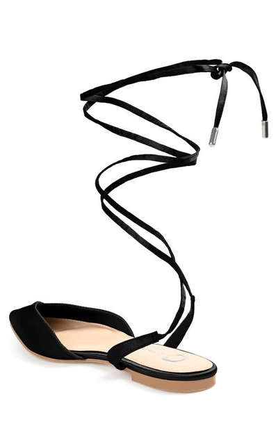 Journee Collection Lace-up Pointed-toe Flat In Black