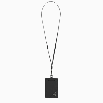 Shop Prada Black Saffiano Badge Holder