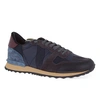 Valentino Leather Camo Trainers In Navy