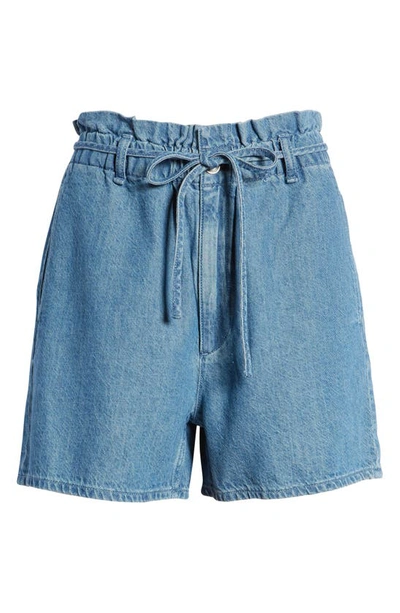 Shop Rag & Bone Paperbag Waist Cotton & Linen Denim Shorts In Darkindil