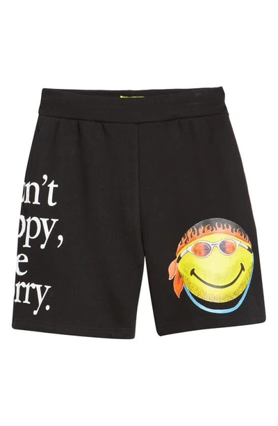 Shop Market Smiley Graphic Cotton Sweat Shorts In Black