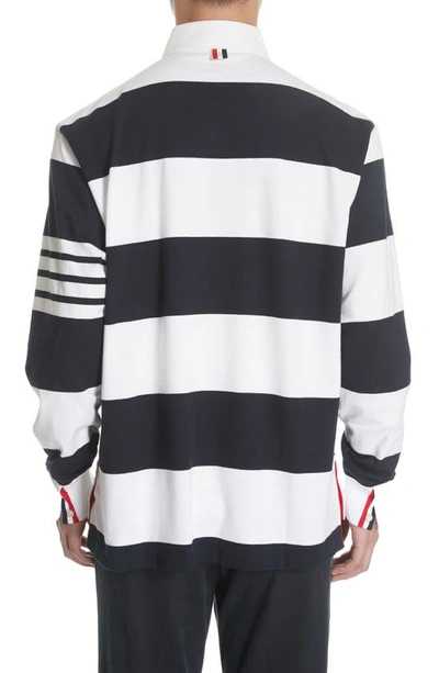 Shop Thom Browne Stripe Rugby Polo In Navy