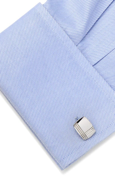 Cufflinks, Inc Stainless Steel Tartan Plaid Cufflinks In Silver