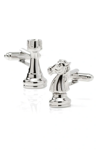 Shop Cufflinks, Inc Knight & Rook Chess Piece Cuff Links In Silver
