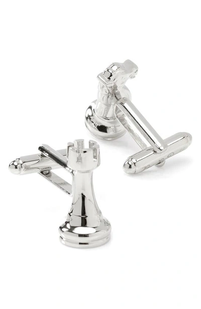 Shop Cufflinks, Inc Knight & Rook Chess Piece Cuff Links In Silver