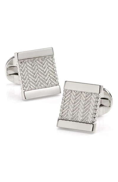 Shop Cufflinks, Inc Herringbone Cuff Links In Silver
