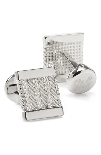 Cufflinks, Inc Silvertone Herringbone Cufflinks In Silver