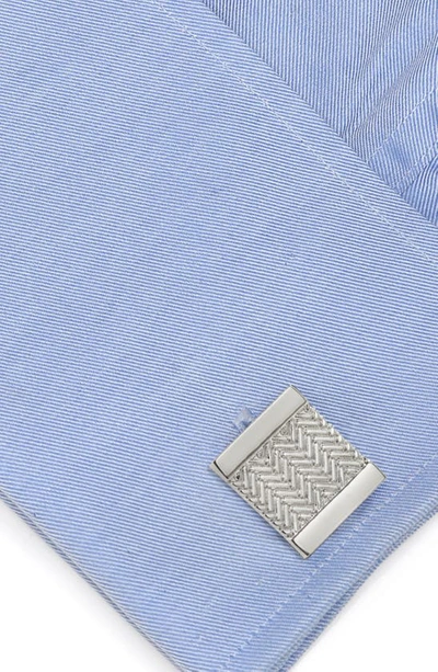 Cufflinks, Inc Silvertone Herringbone Cufflinks In Silver