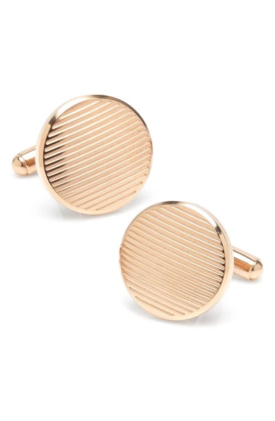 Shop Cufflinks, Inc . Stripe Cuff Links In Rose Gold