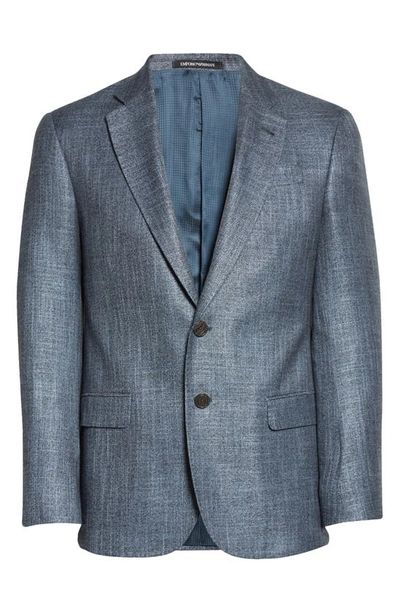 Shop Emporio Armani Viscose Sport Coat In Solid Medium Blue