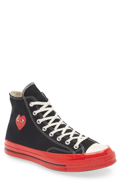 Comme Des Garçons Play Ct70 Hi Top Red Sole Black And Red Canvas High  Sneakers Cdg Play X Converse | ModeSens