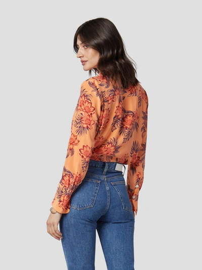 Shop Equipment Quinne Silk Shirt In Orange Cantaloupe Multi