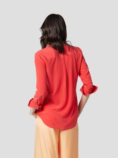 Shop Equipment Slim Signature Silk Shirt In Red Hibiscus