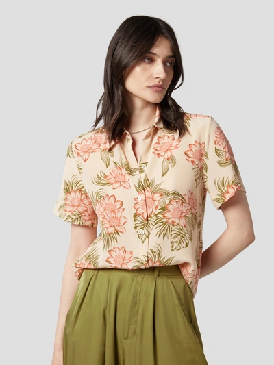 Shop Equipment Short Sleeve Essential Silk Shirt In Cantaloupe Multi