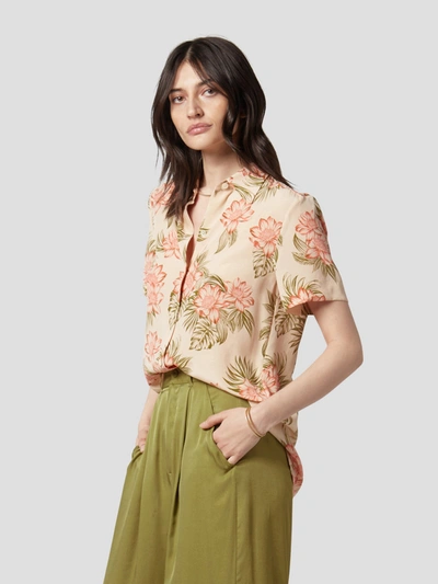 Shop Equipment Short Sleeve Essential Silk Shirt In Cantaloupe Multi