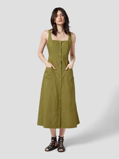 Shop Equipment Aris Cotton Dress In Avocado Green