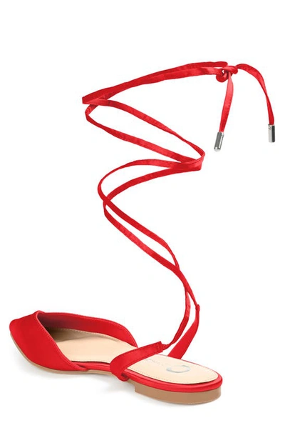 Journee Collection Lace-up Pointed-toe Flat In Red