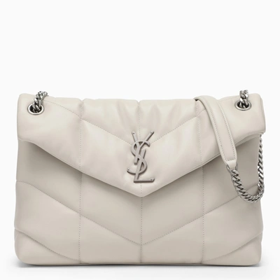 Shop Saint Laurent Soft Cream Medium Loulou Puffer Bag In White