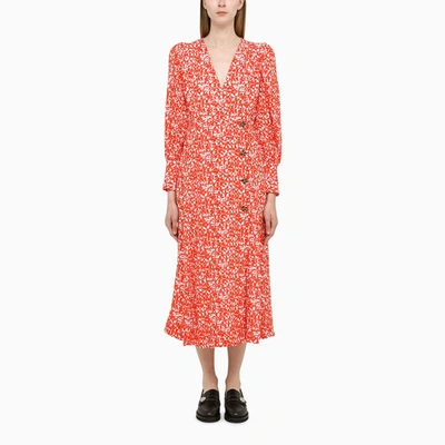 Shop Ganni | Red Floral-print Dress In Orange