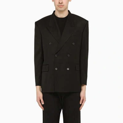 Shop Balenciaga Black Wool Double-breasted Jacket