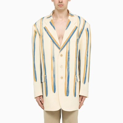 Shop Marni Watercolour Stripe Single-breasted Jacket In Multicolor
