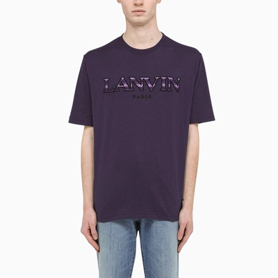 Shop Lanvin Embroidered Logo T-shirt Purple